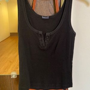 brandy melville black henley tank